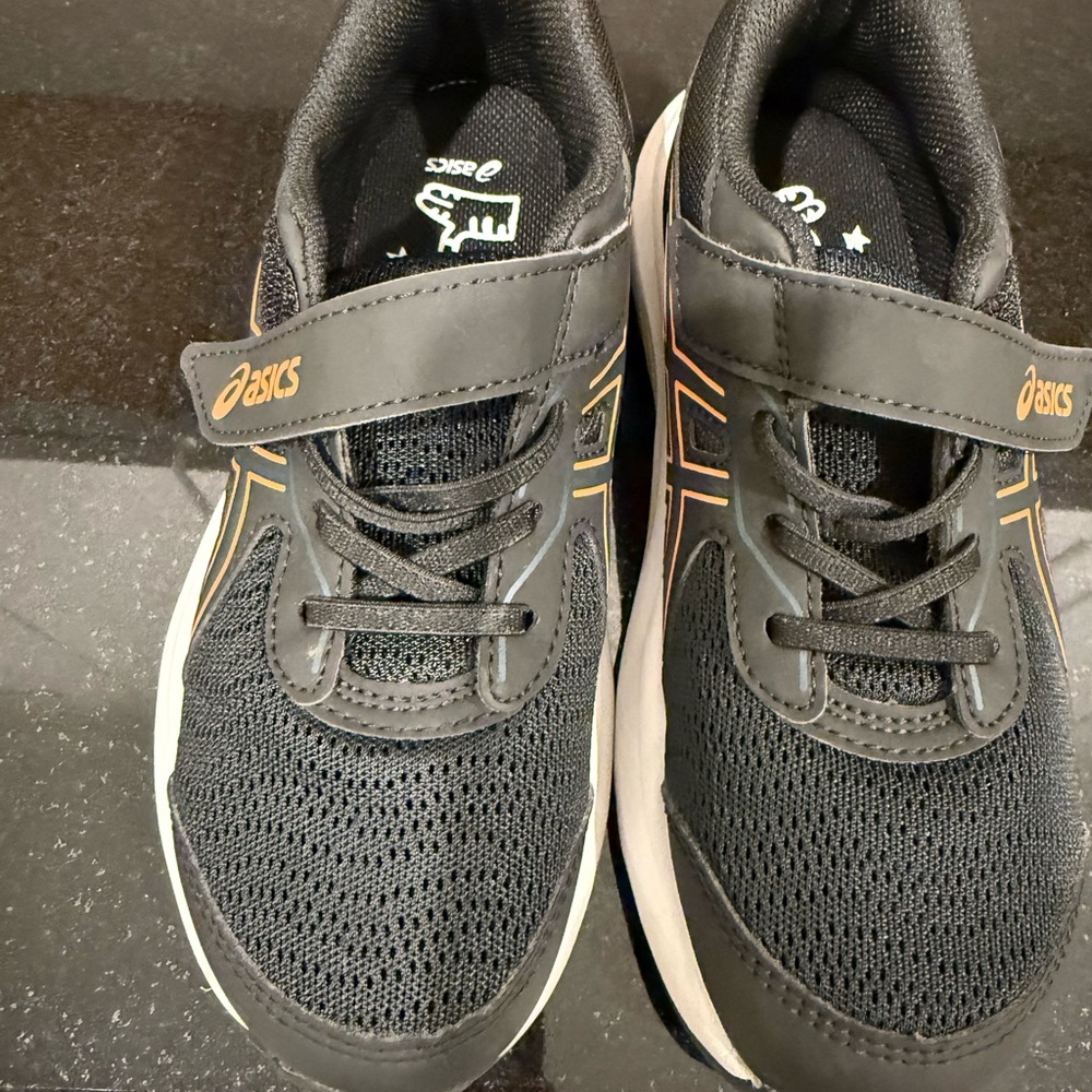 Asics Kids Black and Orange Sneakers